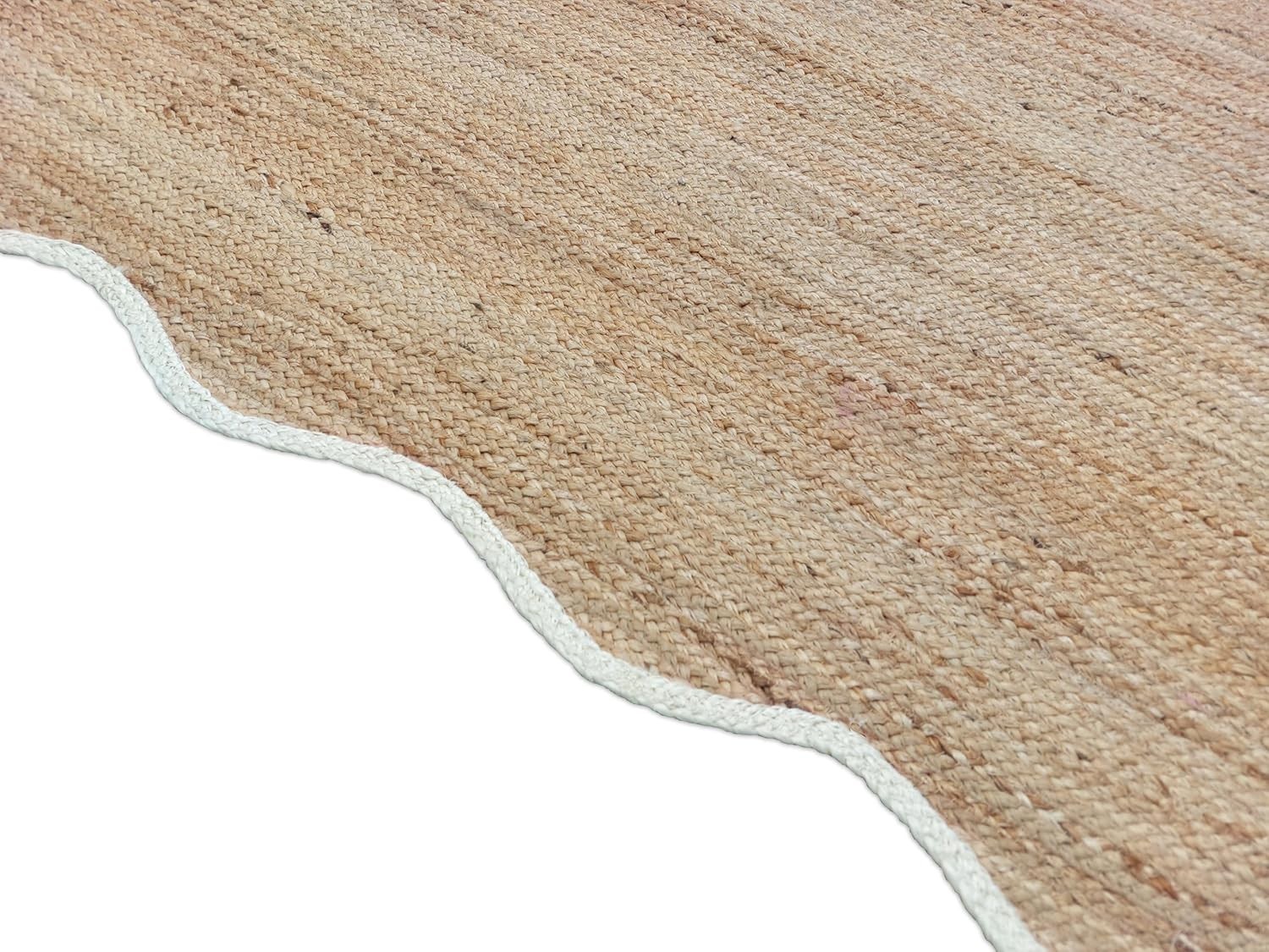 Scallop Rug Natural Jute Braided Carpet Rustic Modern Living Area Floor Rug gallery