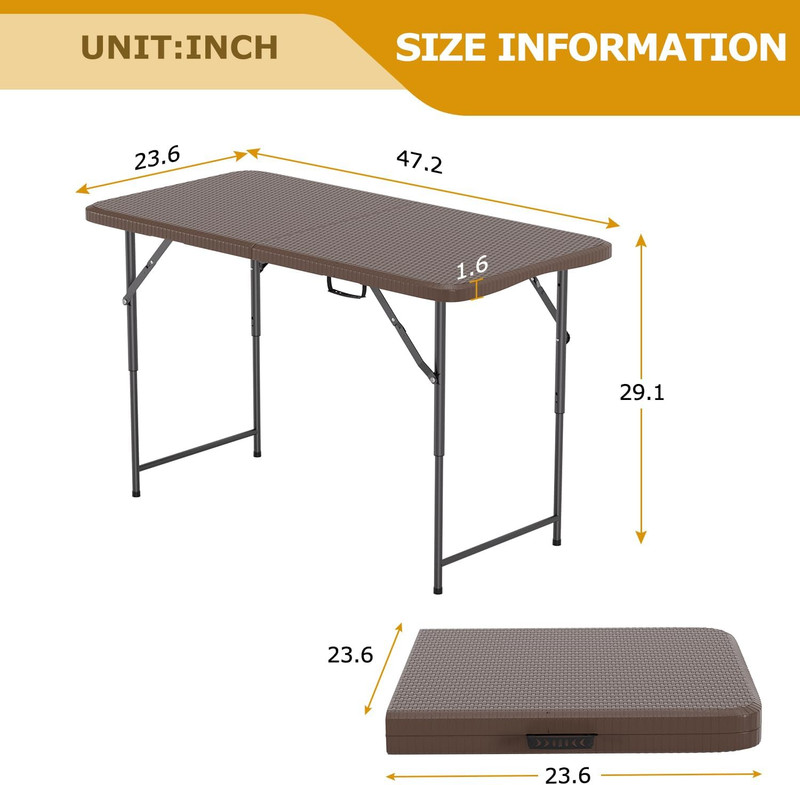 FDW 4FT Folding Table Half Portable Foldable Table Picnic Table for Office Home gallery