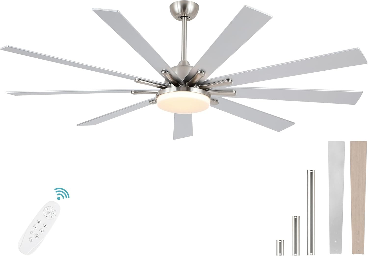 72" Modern Ceiling Fan with Lights, Remote, 6 Speeds, Dimmable, Noiseless gallery