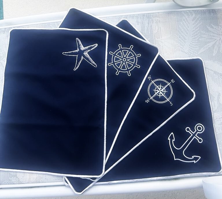 High Quality Designer Nautical Placemats - Set of 4 for the Boat or Home! NWT