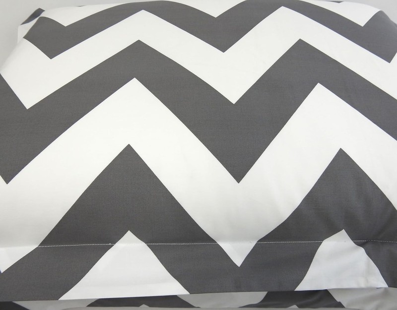 Full/Queen - Chevron- Grey with White- 3pc Duvet Cover Set 100% Cotton Fiber gallery