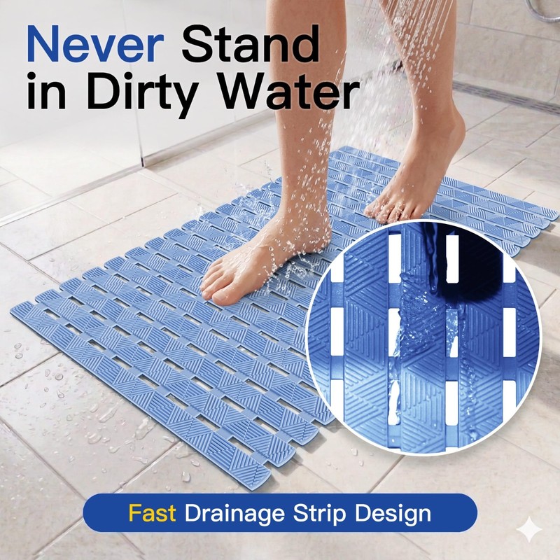 Non-Slip Bathtub Mat - Rectangular Shower Mat with 200+ Suction Cups, 40x16 Inch gallery