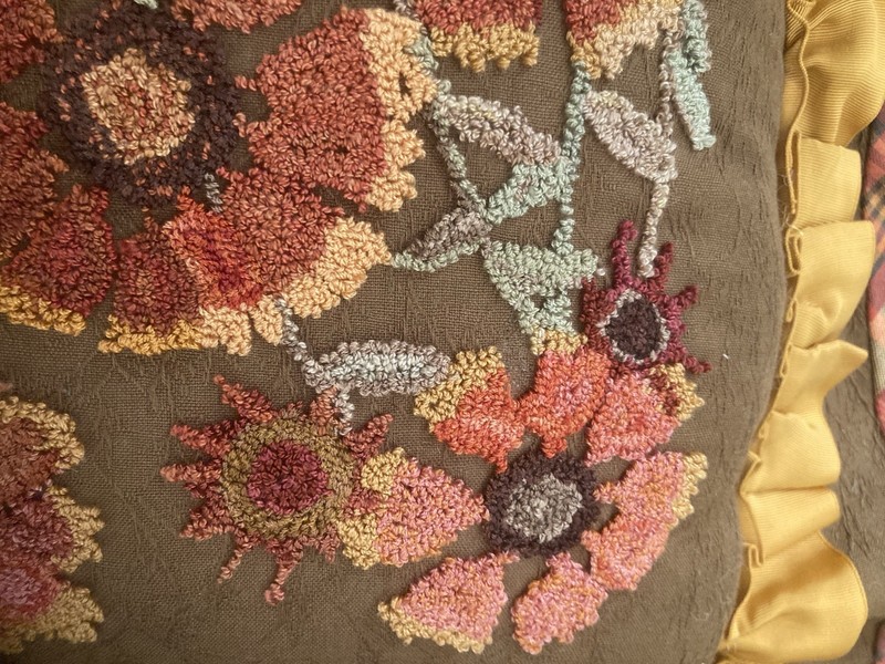 Sharon Smith designed ￼Handicrafted Punch Needle Pillow Rectangle gallery