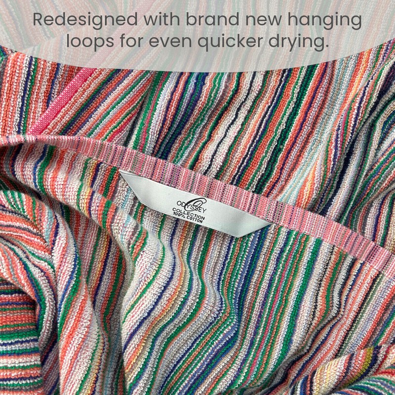 100% Recycled Cotton Towels - Colourful Remnant Stripe, Absorbent & Lightweight gallery