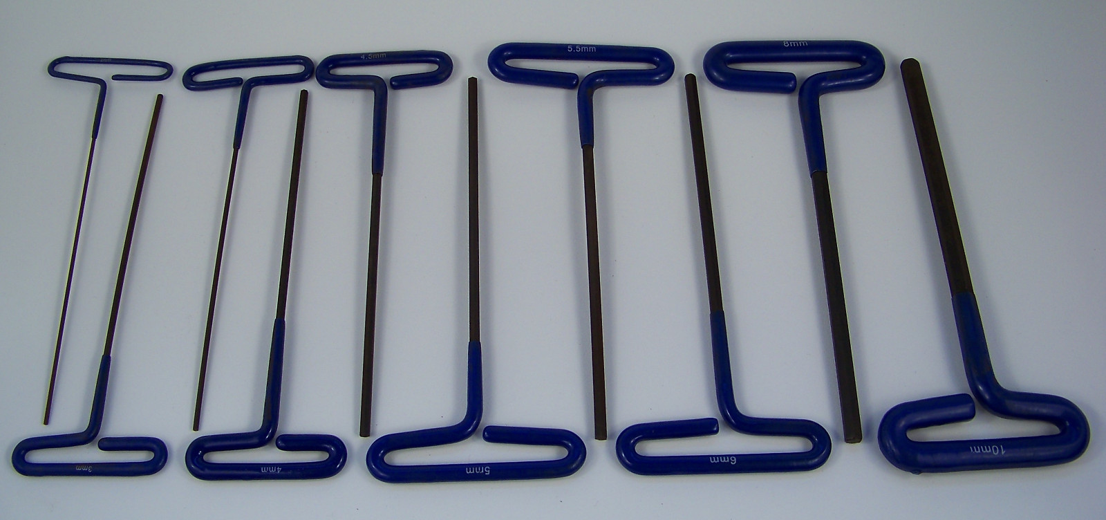 10pc Extra Long T-Handle HEX KEY SET Metric S-2 Alloy Steel Vinyl Coated Handles gallery