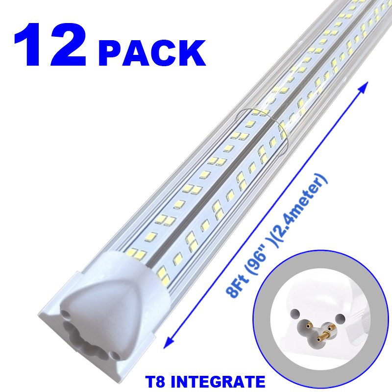8FT 144W LED Tube Light Bulbs Integrated 8'LED Shop Light Fixture 18000lm 12/25p gallery