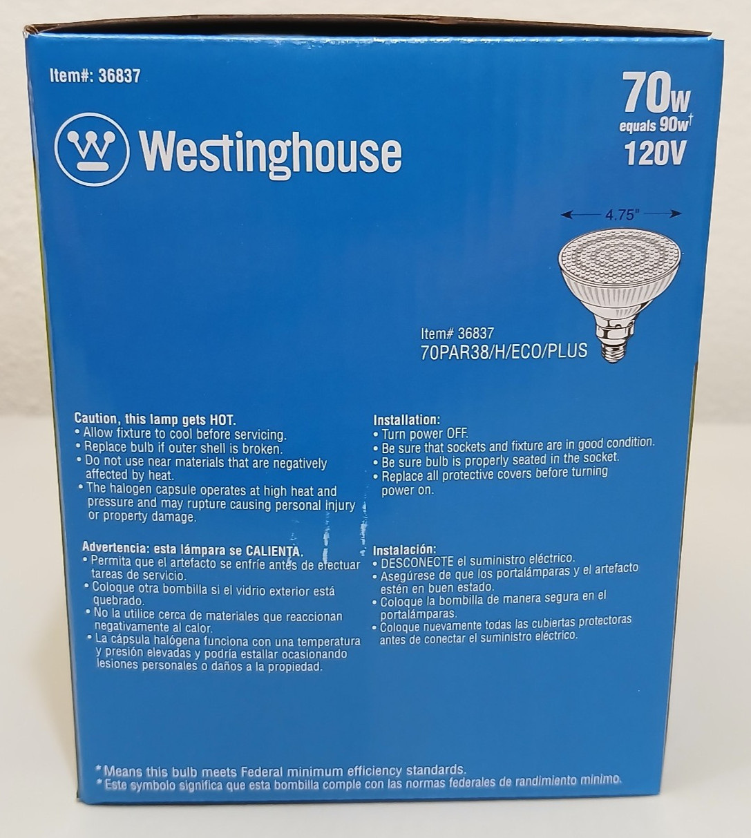 WESTINGHOUSE 70W ECO-PAR PLUS PAR38 FLOOD MEDIUM BASE 2950K 36837 gallery