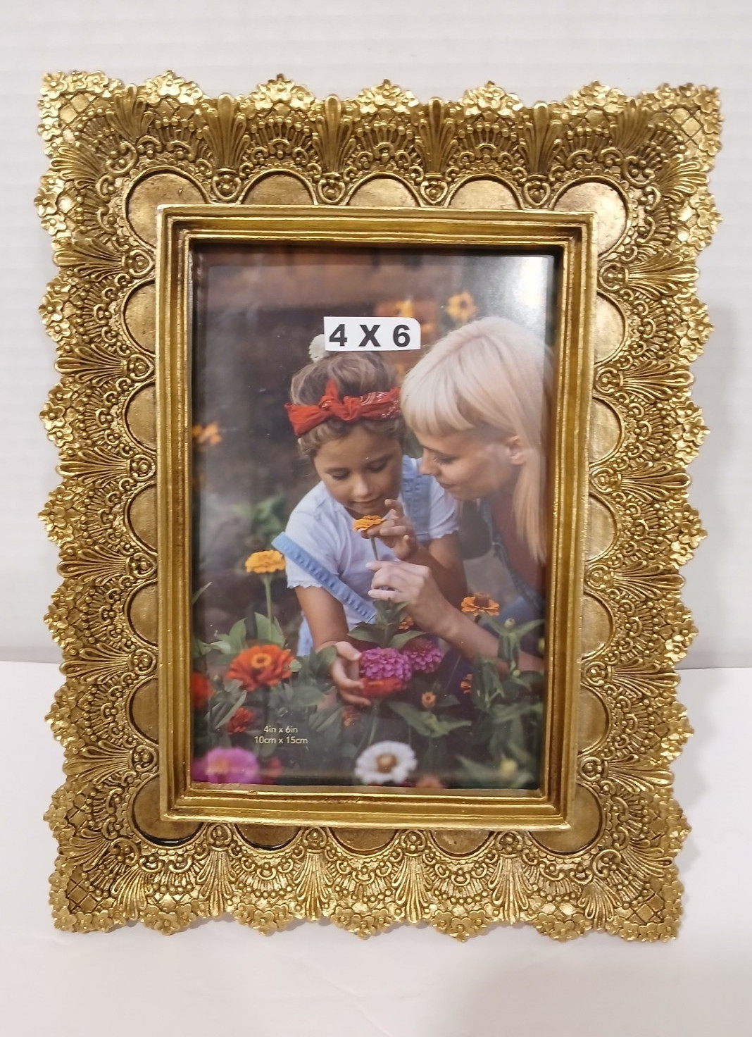 4x6 Ornate Gold Tone Picture Frame Tabletop & Wall Mount Vintage Style New gallery