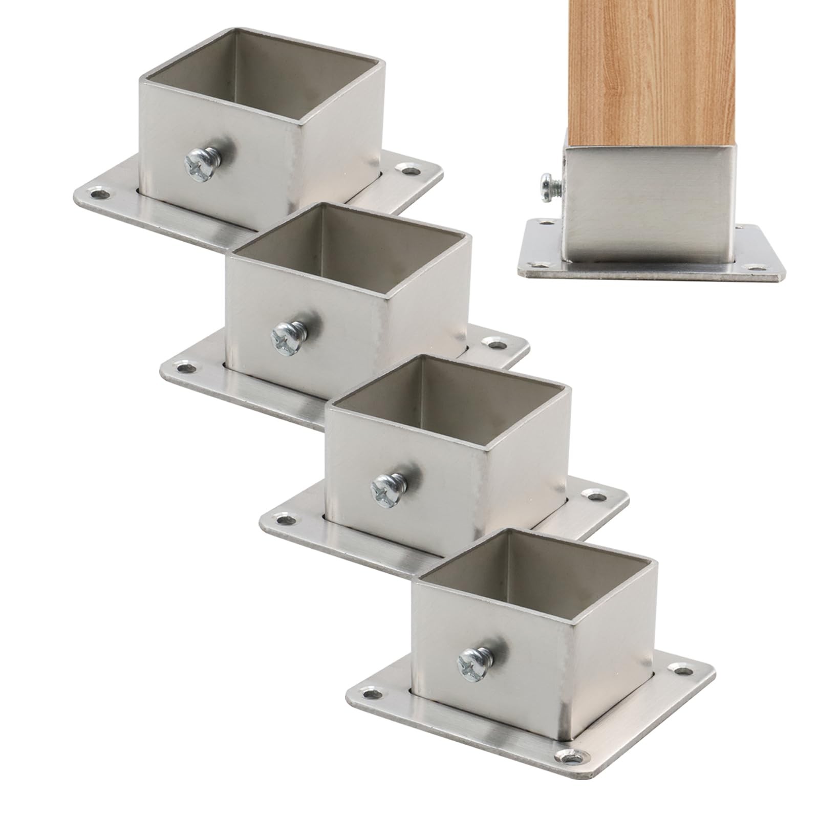 4 Pcs Square Post Bases Stainless Steel Flange Anchor Bases Heavy Duty Post Br gallery