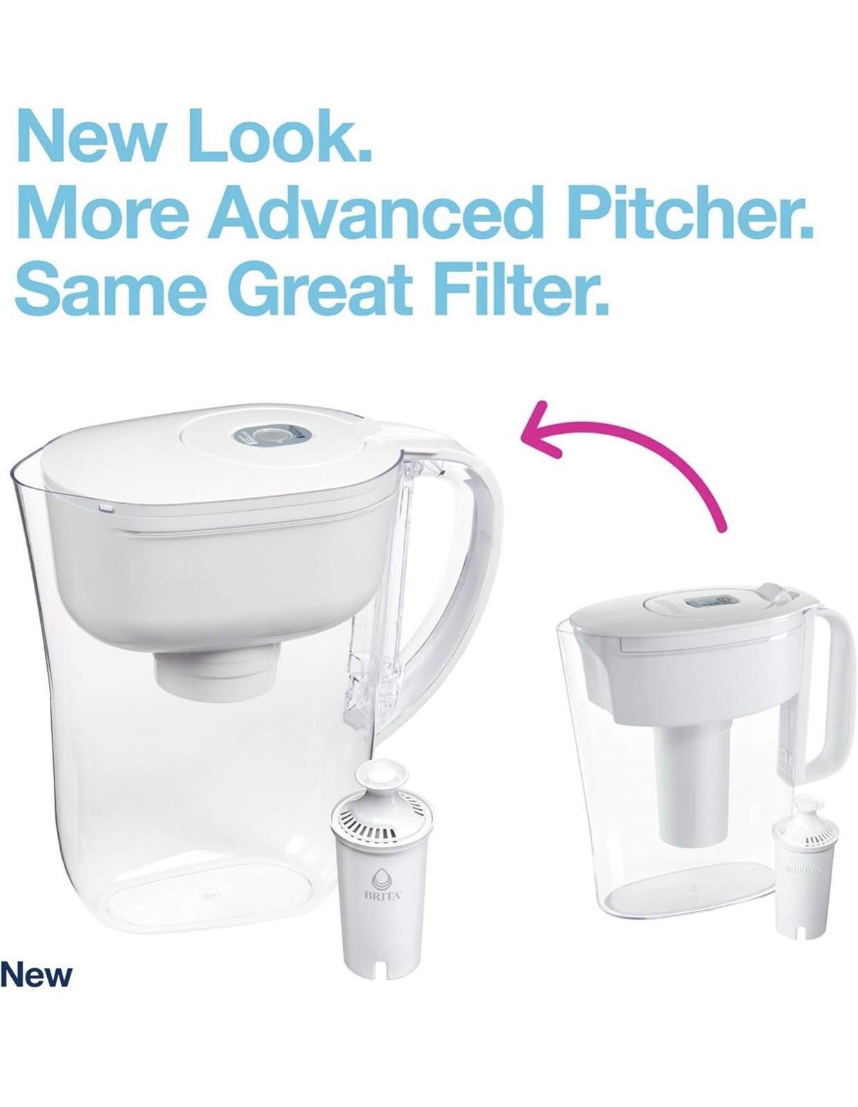 Water Filter Pitcher for Tap with 1Standard Filter, Lasts 2 Months, 6-Cup Withe gallery