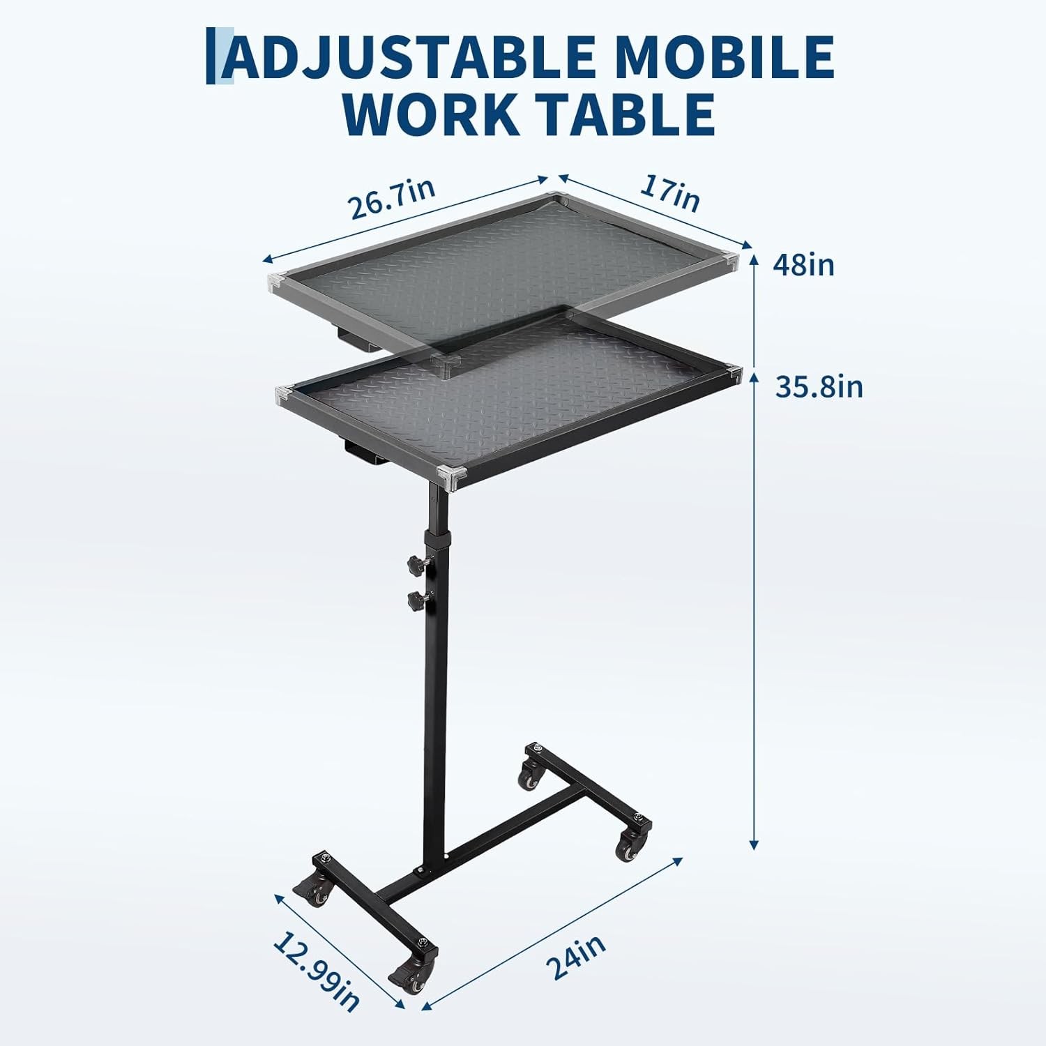220 LBS Mobile Work Table with 4 Swivel Wheels Adjustable Height Mechanic Table gallery