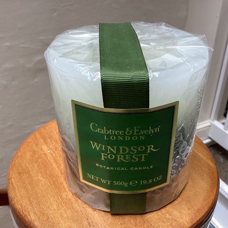 CRABTREE EVELYN WINDSOR FOREST BOTANICAL PILLAR CANDLE~SEALED 40 HR EMBED DECOR gallery
