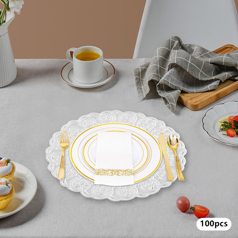 100pcs Dinner Plates Set, Round Dinner Plates, Dinner Plate for Wedding Party gallery