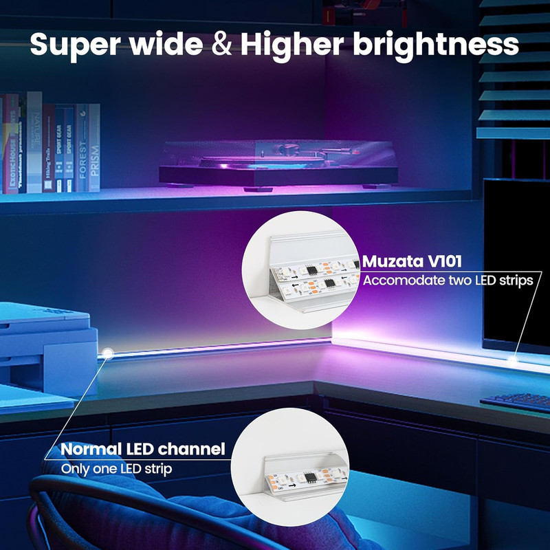 10Pack 3.3FT/1M Plus-Size Spotless V Shape LED Channel Silver Aluminum gallery