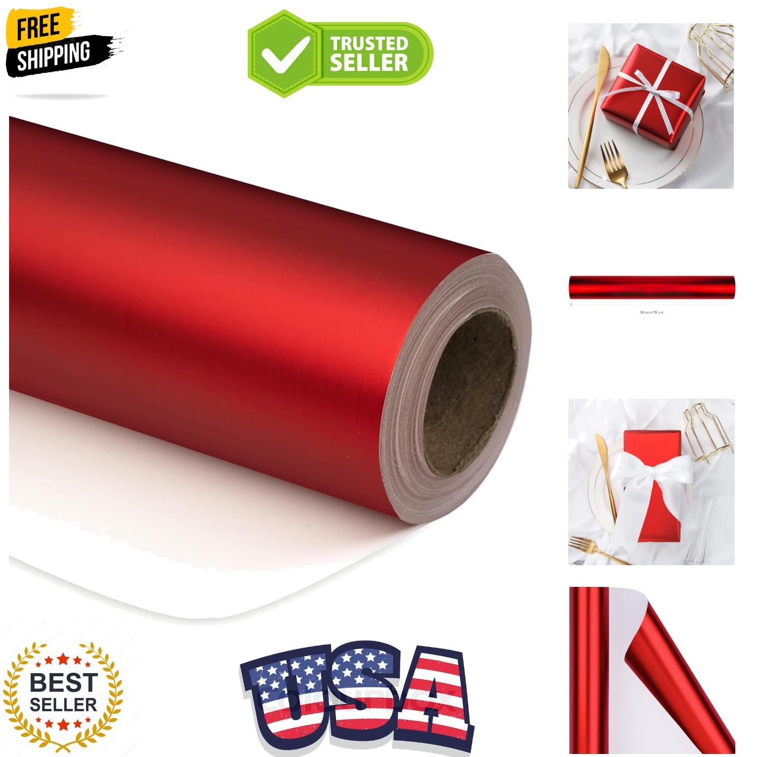 Red Metallic Wrapping Paper - Solid Color Matte Gift Wrap Paper Jumbo Roll Pe... gallery