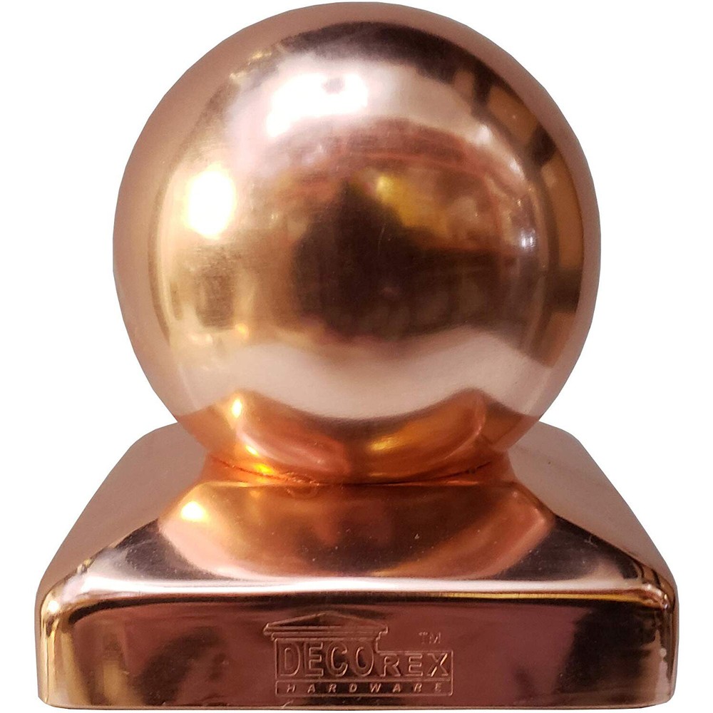 3.5" x 3.5" Solid Copper Ball Post Cap for True/Actual 3.5" x 3.5" Wood Posts