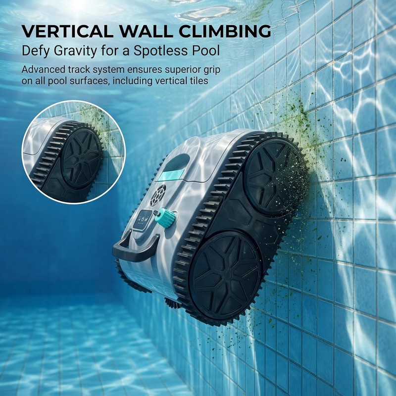 Hinice Cordless Pool Cleaner Robot for Wall & Waterline - PC03 3200sqft 120 mins gallery