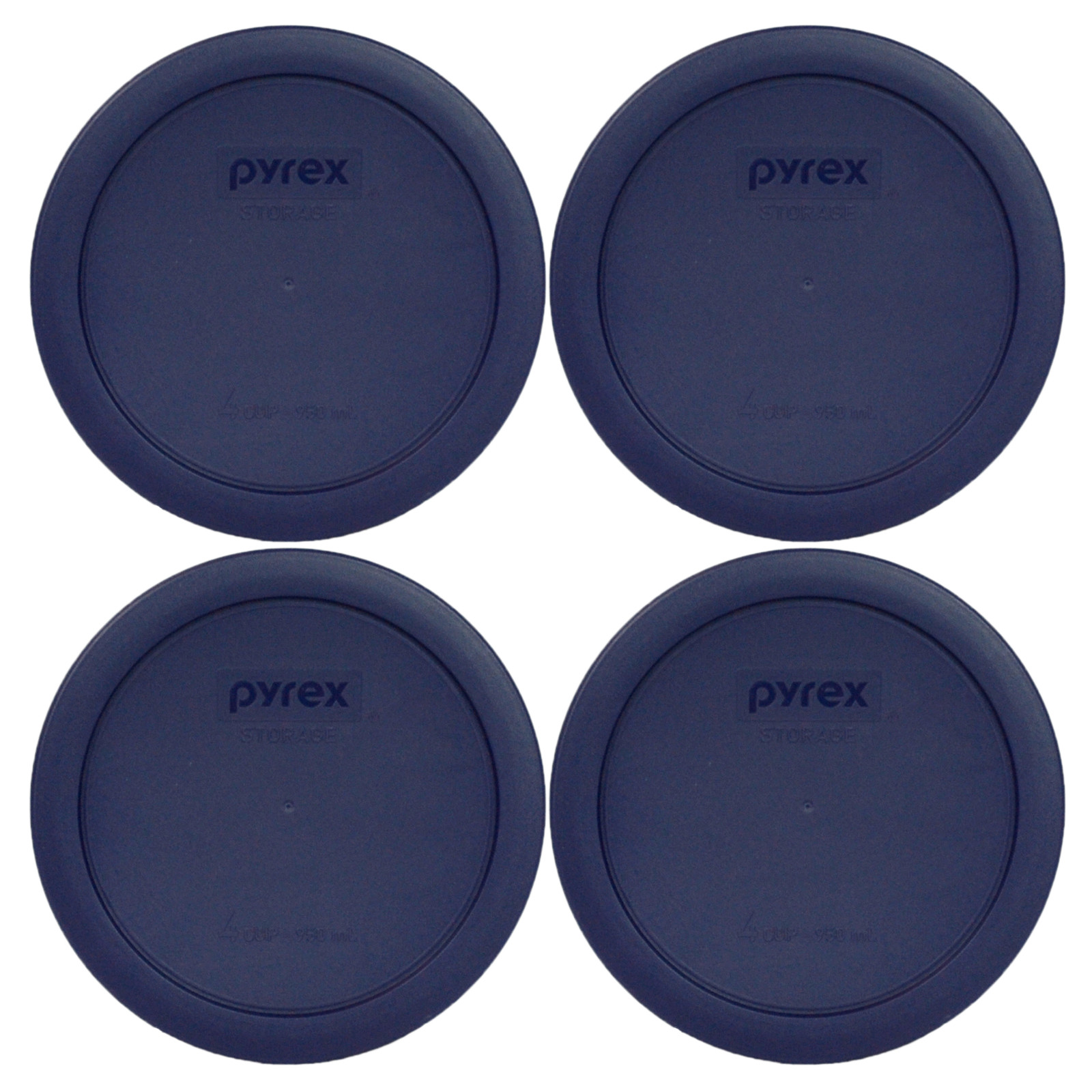 Pyrex 7201-PC Round 4 Cup Storage Lid Cover Blue 4 Pack New for Glass Bowl gallery