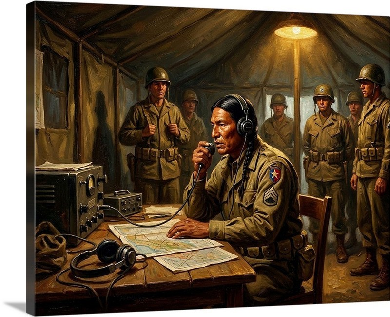 Native American Indian Code Talkers WWII Heroes Saved Thousands Canvas Wrap gallery