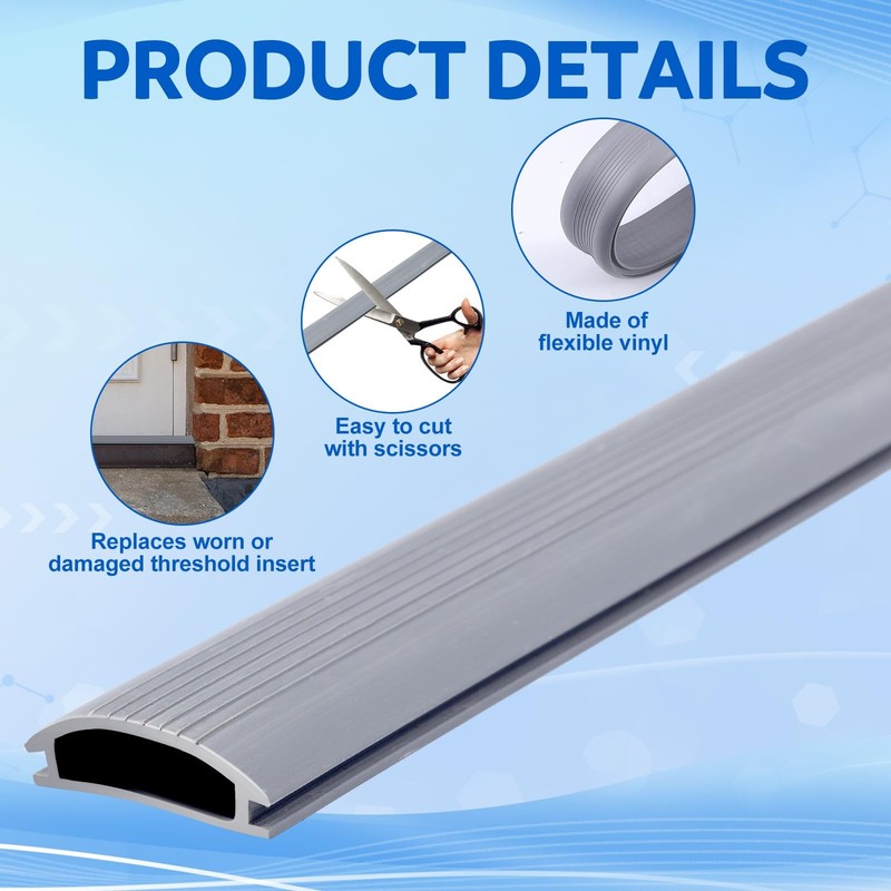 2 Pcs 36 Inch Vinyl Insert for Adjustable Height Aluminum Thresholds with Sea... gallery