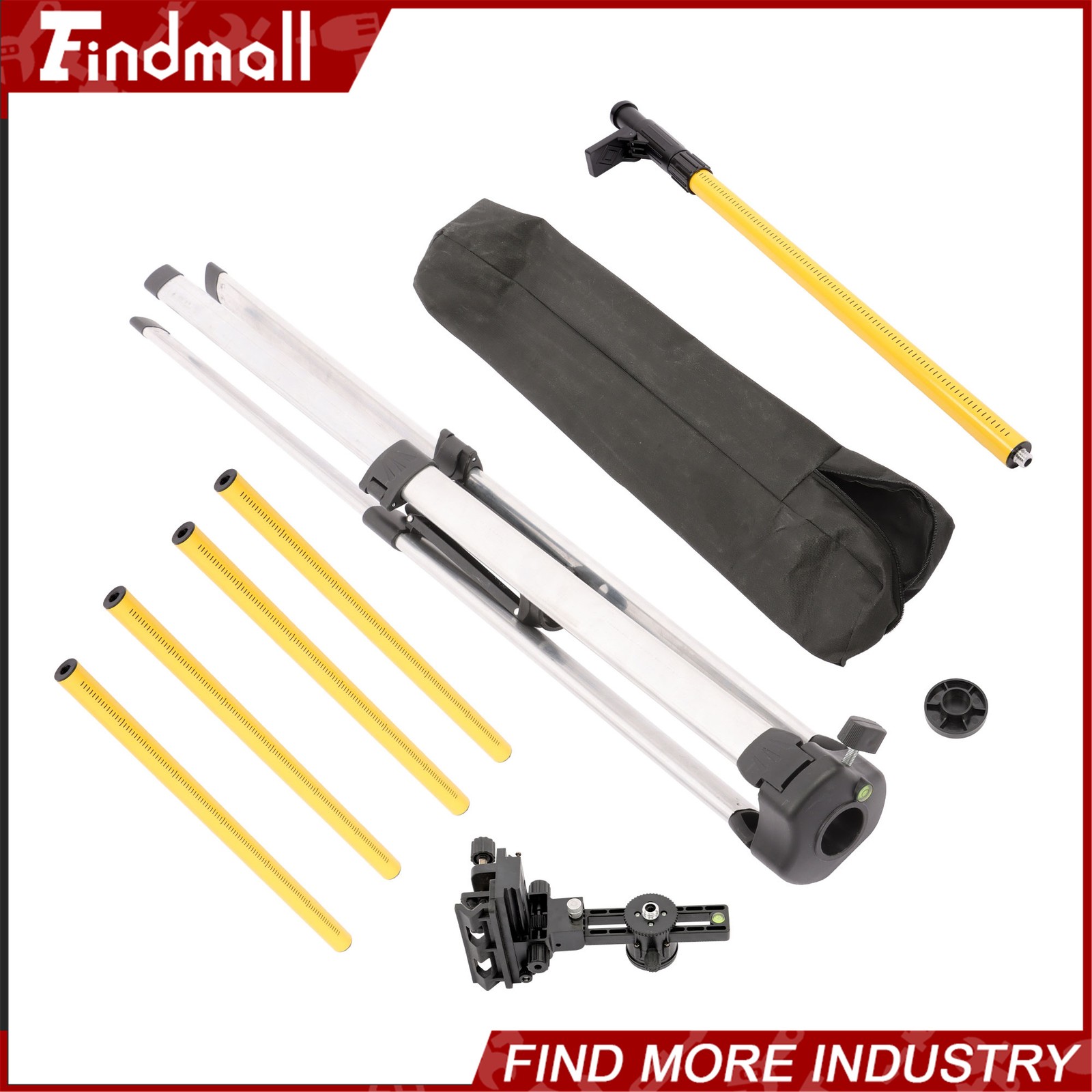 Findmall 12Ft/3.7M Telescoping Laser Level Pole with Tripod & Laser Mount gallery