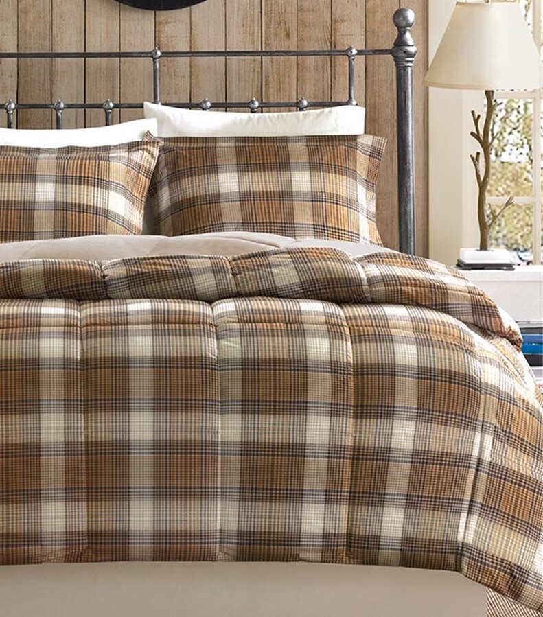 BROWN PLAID Twin, Queen or King COMFORTER SET : COZY COUNTRY CABIN gallery