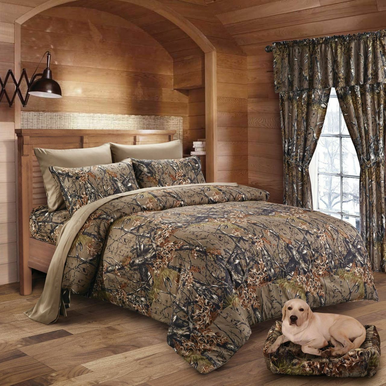 12 PC NATURAL CAMO KING SET!!! COMFORTER SHEETS CURTAINS WESTERN CAMOUFLAGE gallery