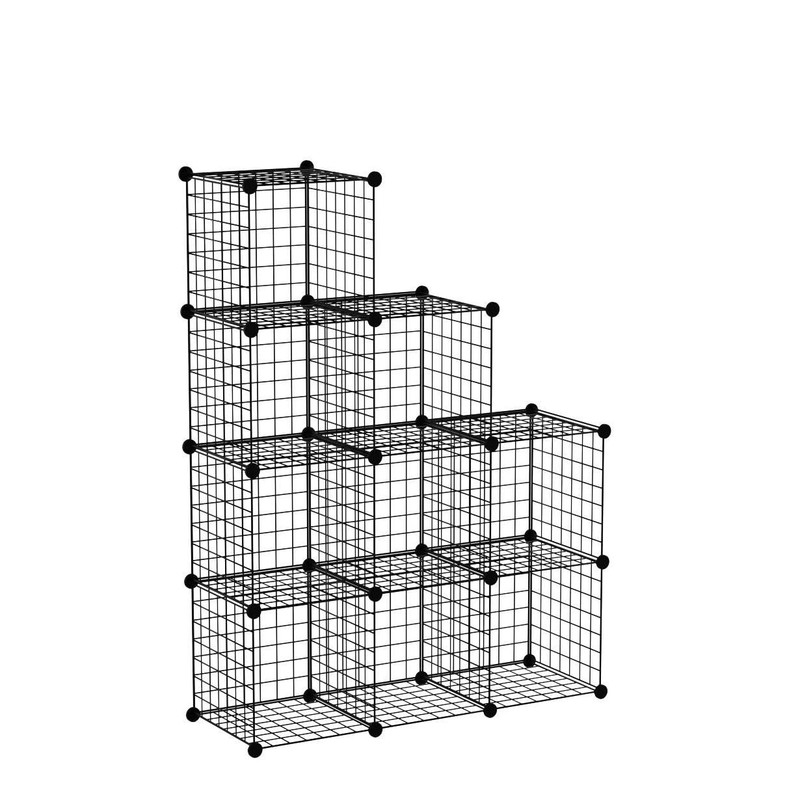9-Cube Metal Grid Wire Storage Organizer Modular Bookshelf Unit Cube Storage gallery