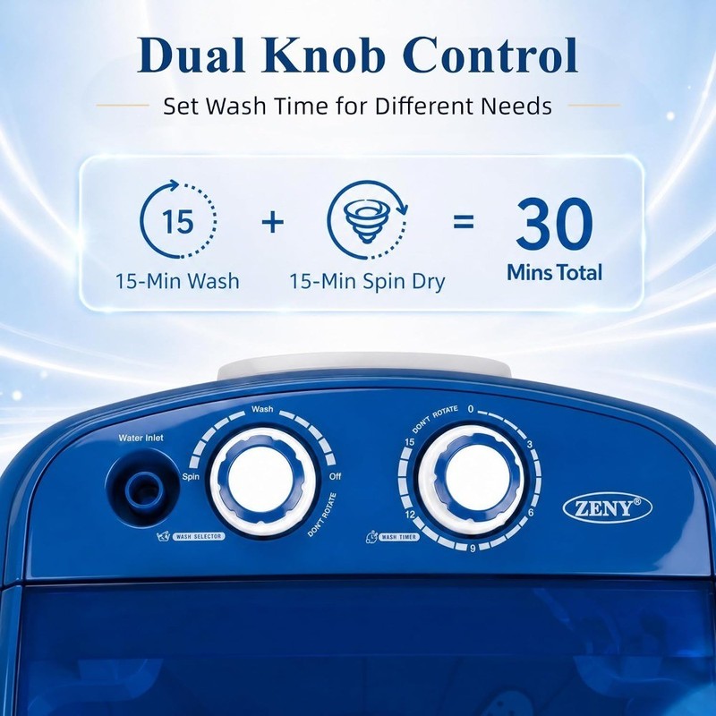 Semi-Automatic Portable Mini Washing Machine with Spin Dryer Compact 8 lbs gallery
