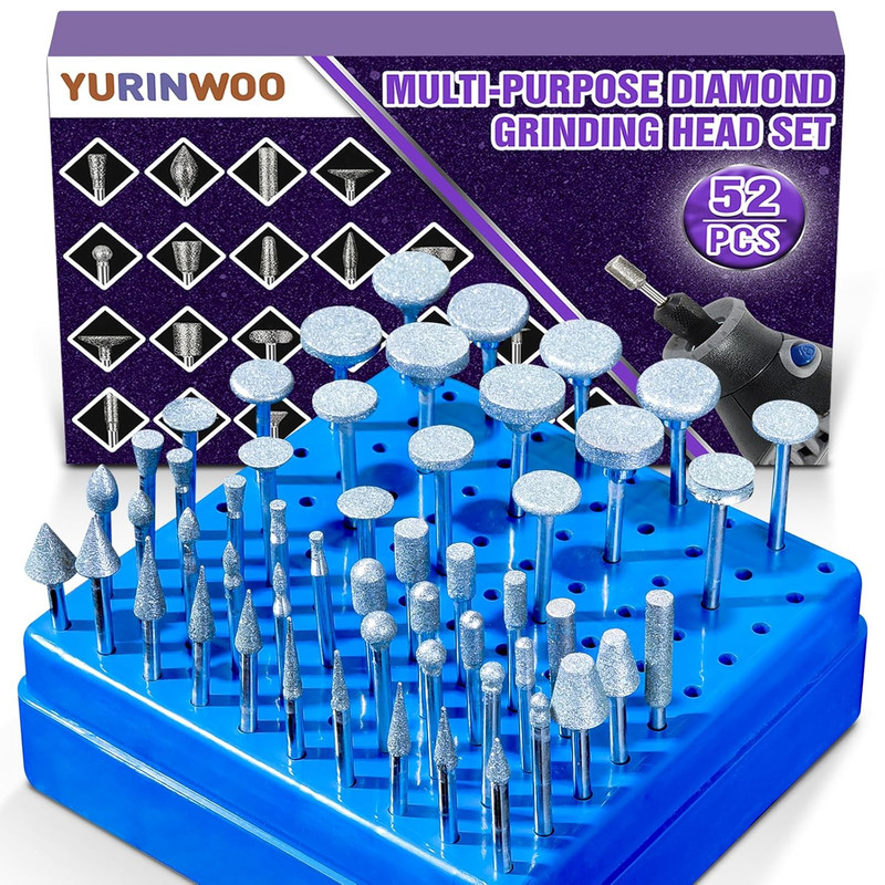 Diamond Grinding Bit Set for Dremel - 52Pcs Polishing Kit for Stone & Glass gallery