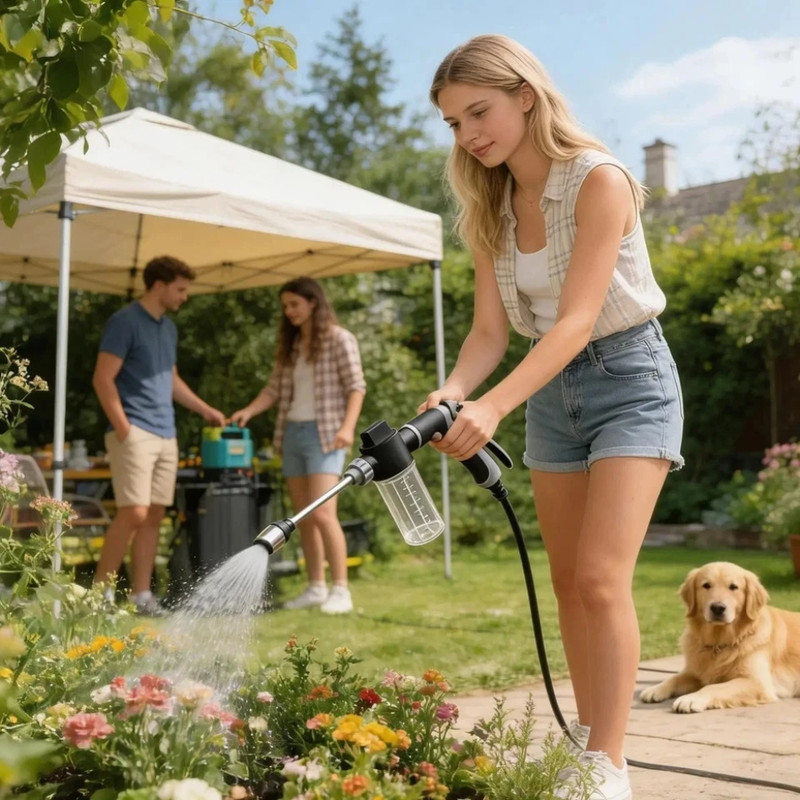 Aquoxis Cordless Cleaning Device Converts Garden Hose to Pressure Washer gallery