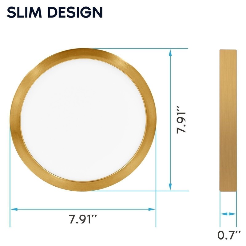 Luxrite 7 Inch LED Flush Mount Light 15W 1000LM 5CCT Dimmable Brass 2-Pack gallery