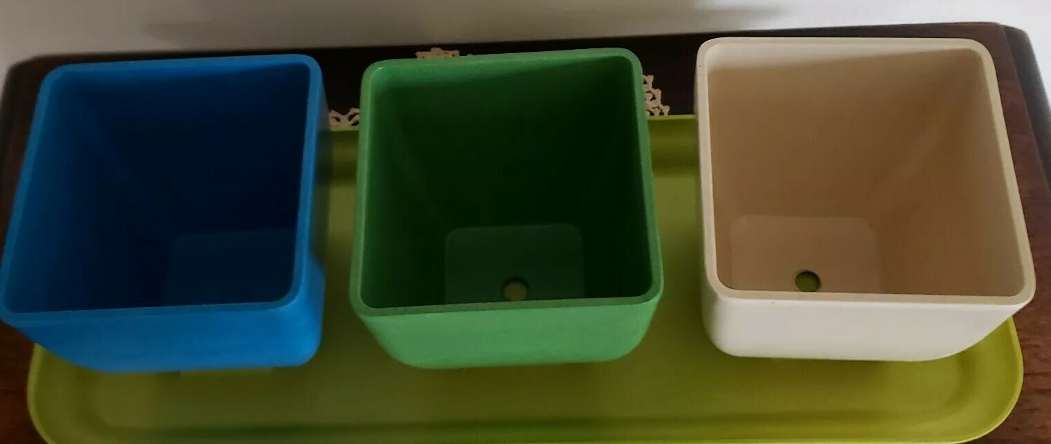 Four (4) Piece Planter Set ~ 3 Planters + 1 Tray ~ Multi Colored ~ NIB gallery