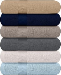 **6 Pack Bath Towels 100% Cotton Extra Absorbent Lightweight 27×54 Multicolor**