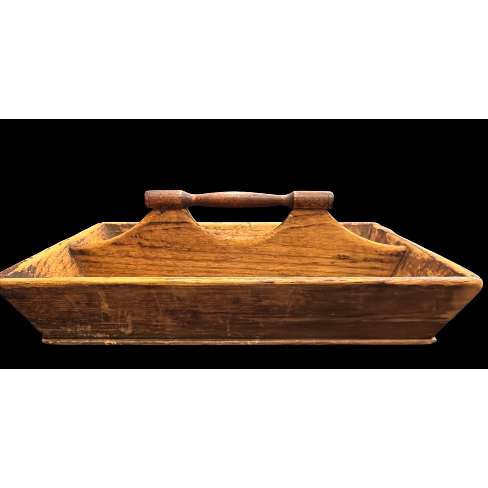 Antique Primitive Wooden Make Do Tote Handmade Farmhouse Gathering Box gallery