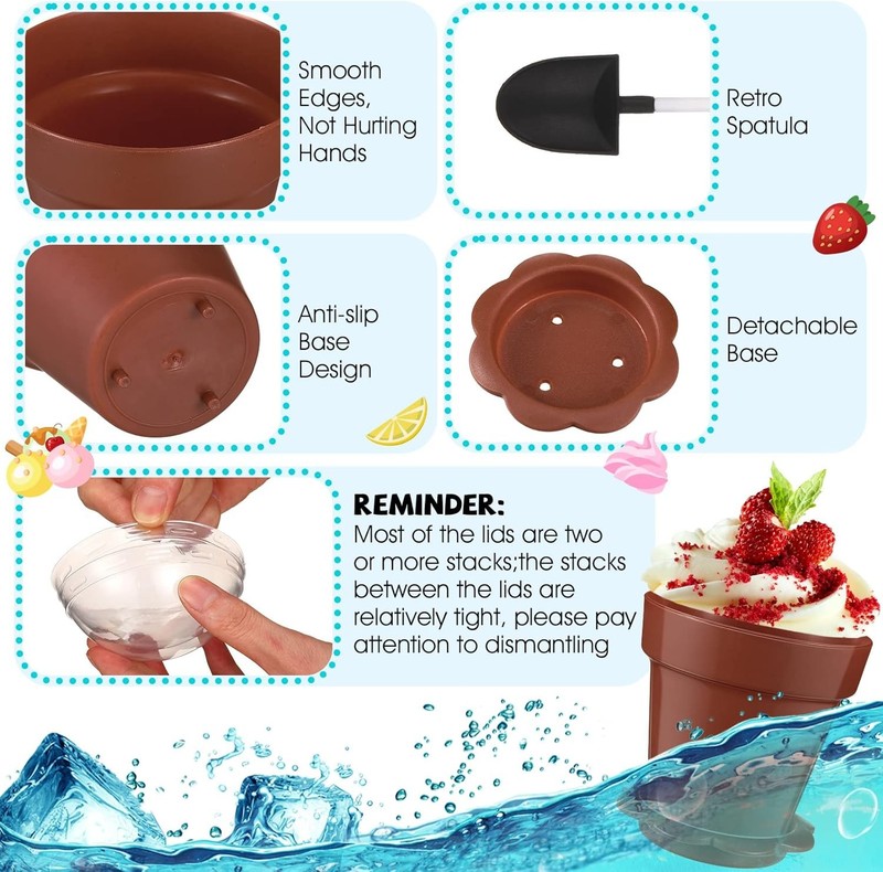 100 Pack Flowerpot Dessert Cup Plastic Cake Cups W/ Lid Shovel Spoon Bottom Tray gallery