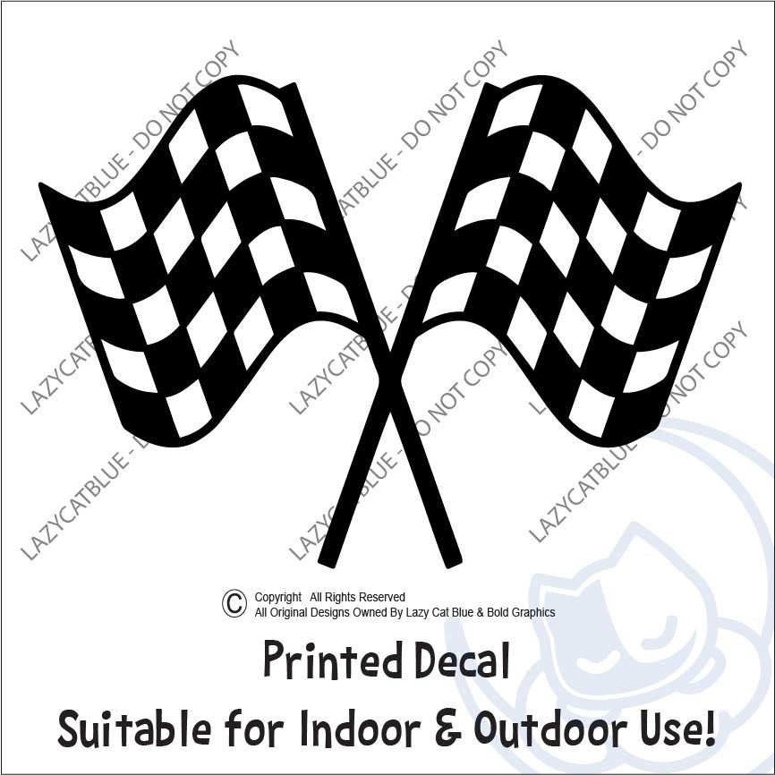 Racing Flags Finish Line Decal Sticker Printed DieCut Black White Checkered Flag gallery