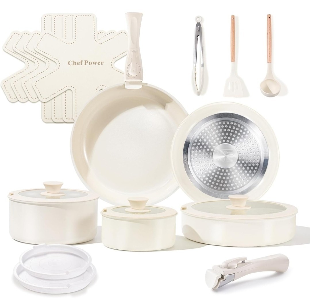Chef Power Ceramic Cookware Set with Detachable Handles, Nonstick - Non Toxic gallery