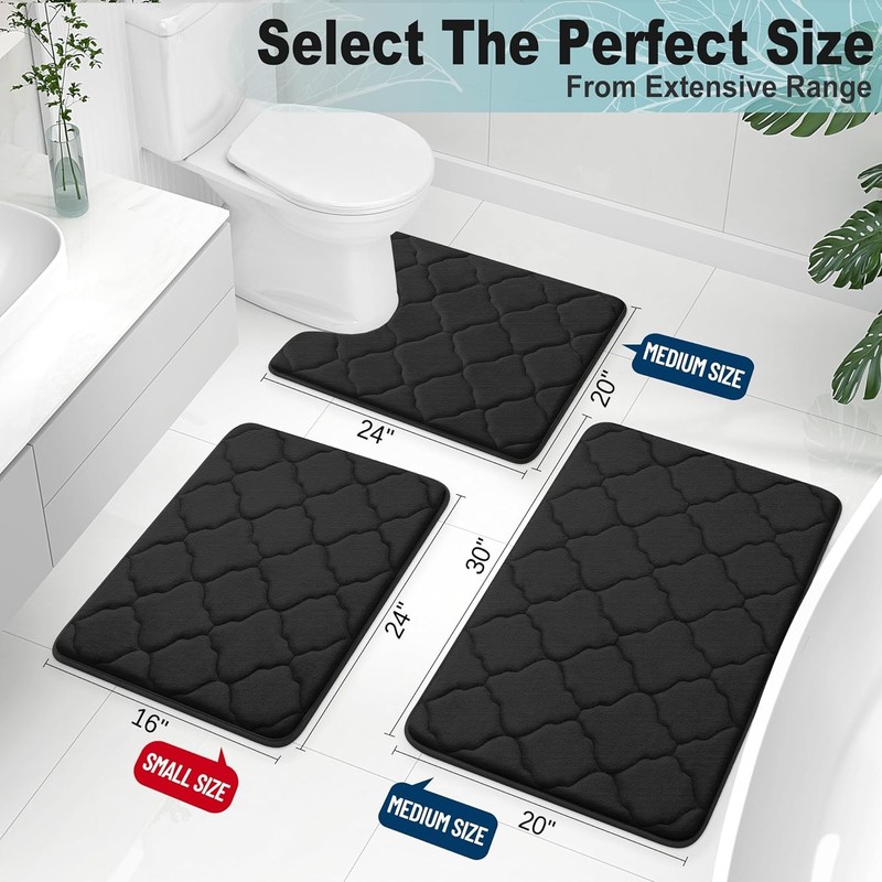 Memory Foam Bath Mat Ultra Absorbent Non Slip Washable Soft Bathroom Rug gallery