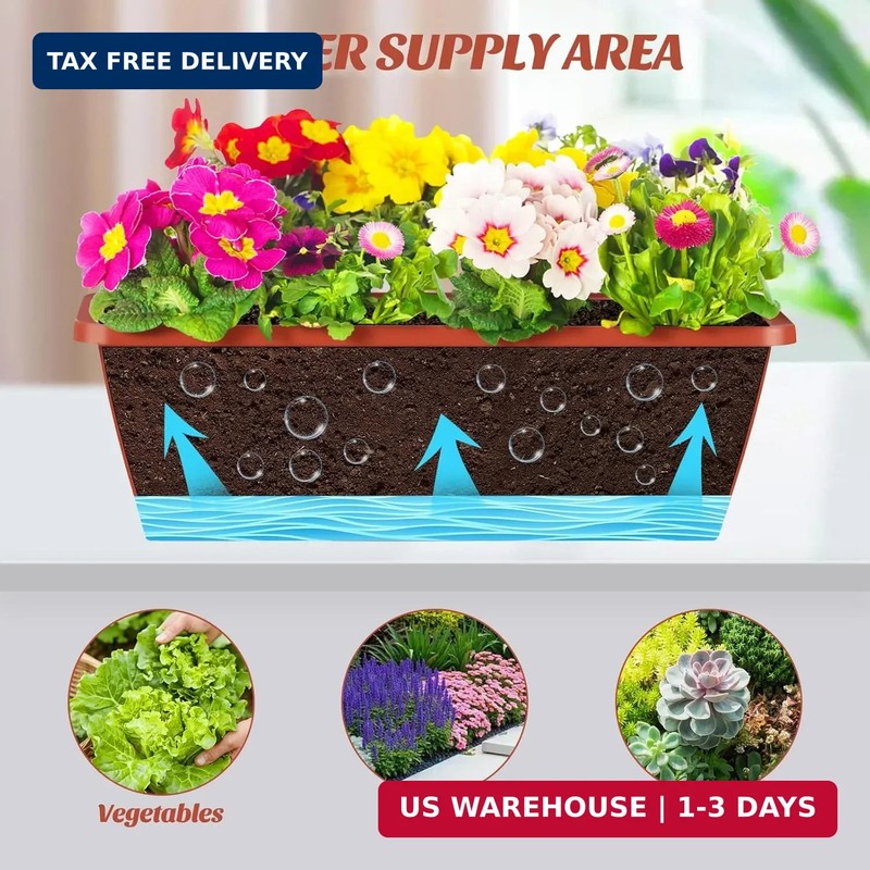 CADUKE Railing Planter Boxes Deck 2 Pack Railing Flower Box with Adjustable Brac gallery