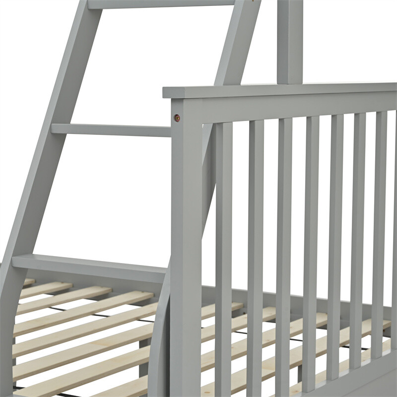 Twin Over Full Size Bunk Bed w/2 Storage Drawers Convertible Platform Bed,Gray gallery