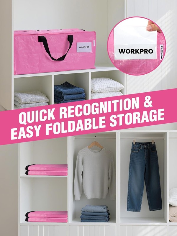 WORKPRO 4 Pack Extra Large Moving Bags Heavy-Duty Storage Tote for Space Saving gallery