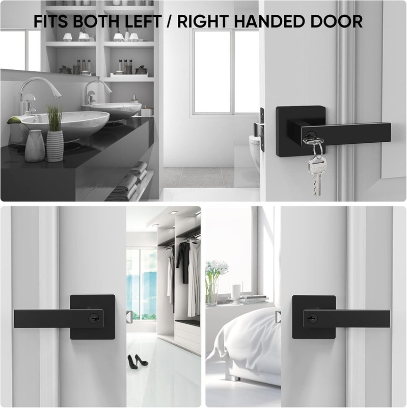 Door Handle Heavy Duty, Reversible Square Door Lever for All Rooms (Keyed Alike) gallery