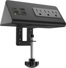 Nightstand Edge Mount Power Strip with USB-C Ports Tabletop Surge Protector Desk