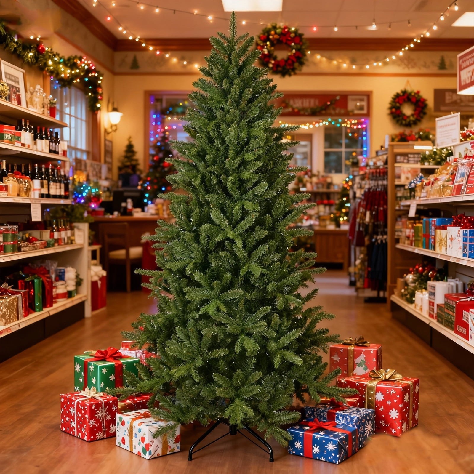 Bringstar 7.5FT Unlit Green Artificial Christmas Tree with 3728 Mixed PE & PVC gallery