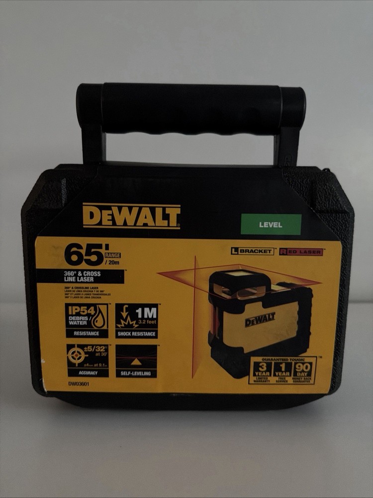 Dewalt 360 Degree 65’ Cross Line Laser Self-Leveling Ip54 Dw03601