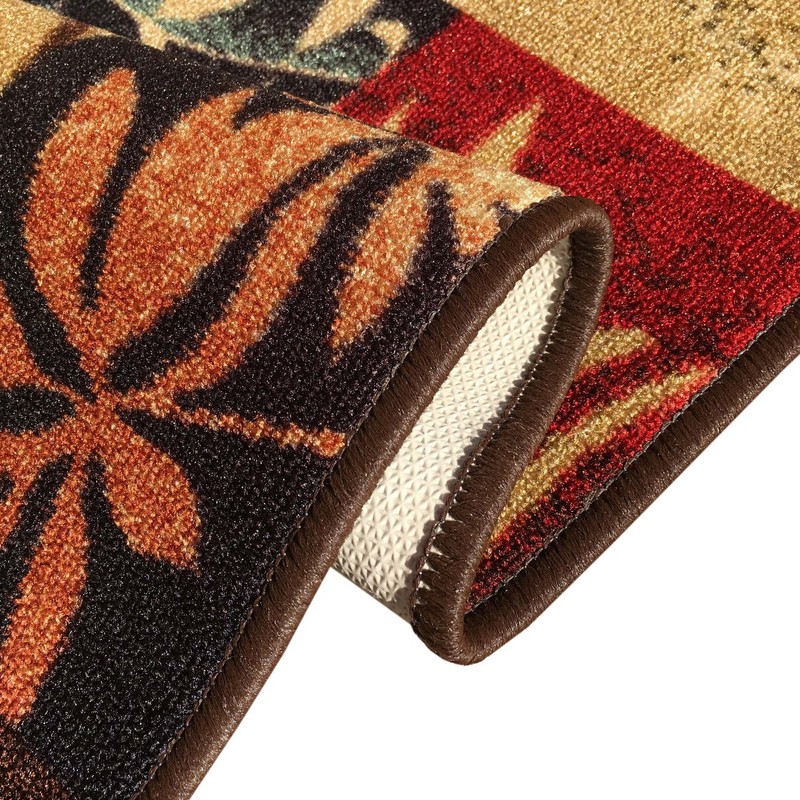 Custom Size Stair Hallway Runner Rug Rubber Back Non Skid Brown Floral Boxes gallery