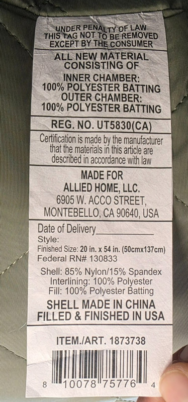 Below Zero Cooling Body Pillow - 54 x 16 in - 3-Pack - Blue/Green USED (defect) gallery