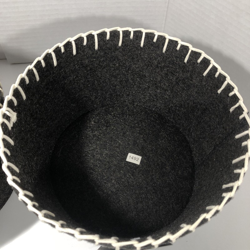 Threshold Target Gray Fabric Storage Bin Decorative Basket Felt Round Set Of 2 gallery