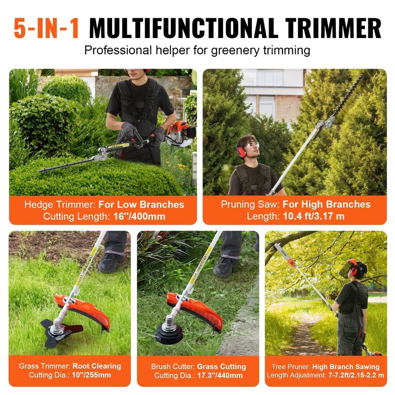 26CC 6-in-1 Gas-Powered Multi-Functional Trimming Tool with Extension Pole gallery